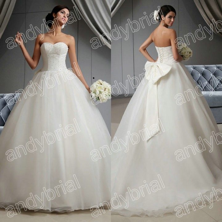 2014 Best Selling Sweetheart Beading Wedding Dresses Floor Length Ball