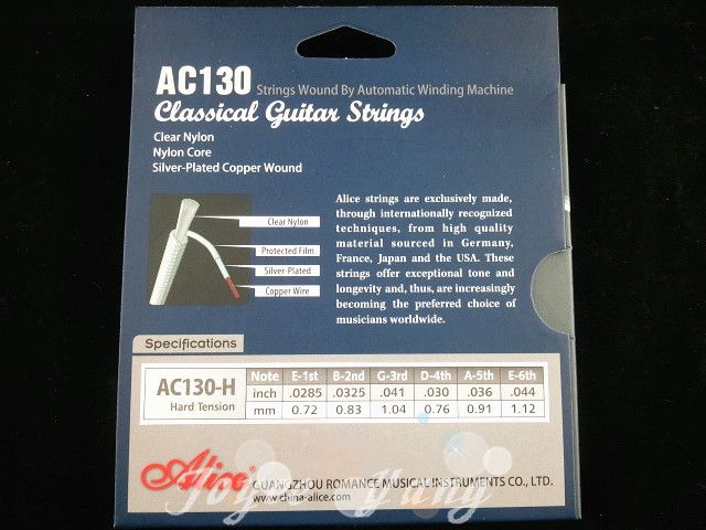 Alice AC130 Tensão dura Nylon Strings de guitarra clássica Excelentes cadeias de nylon claras 6728169