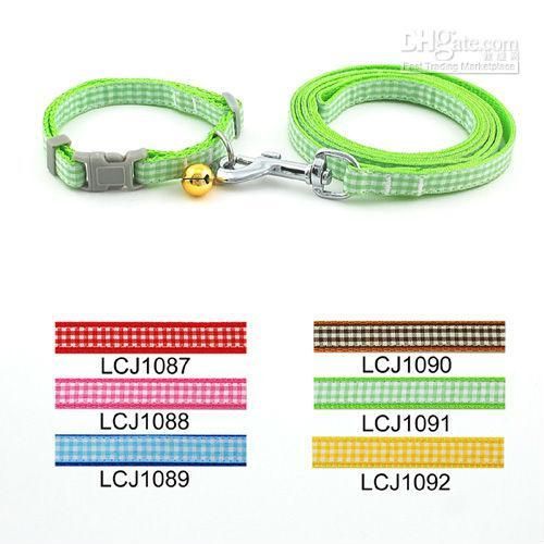 

Wholesale - Free shipping (6 Colors) 12pcs/lot Classic Pet Dog Checkers Print Collar Leash Set 1.0cm