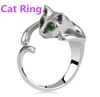 Adjustable Cat Ring Animal Fashion Ring With Rhinestone Eyes djustable and Resizeable