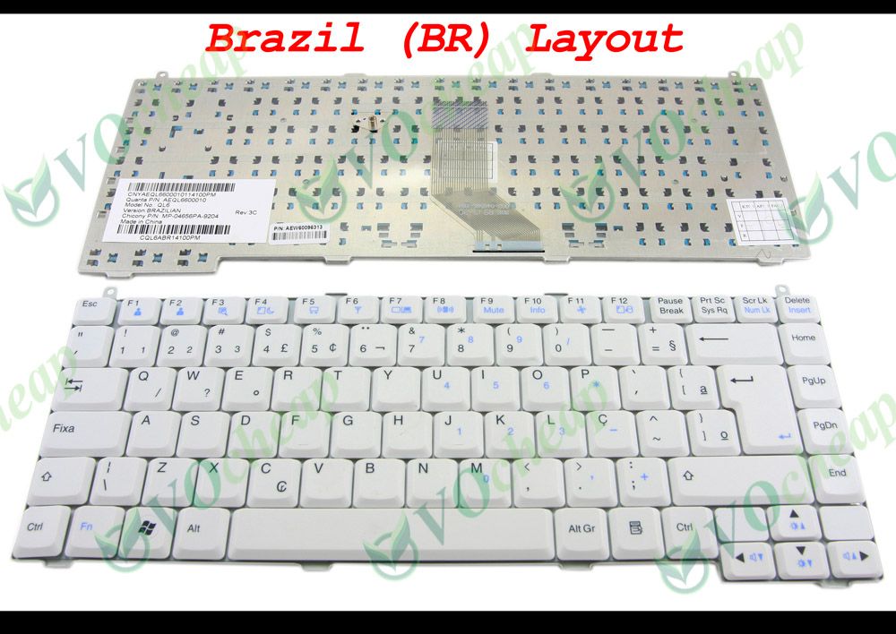 

New and Originl Notebook Laptop keyboard for LG R410 R480 white Brazil (BR) version - MP-04656PA-9204