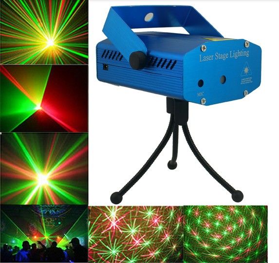 DHL navire Mini Laser Stage Lighting Light Lights Starry Sky Rouge Vert LED RG Projecteur musique intérieure DISCO DJ Party avec boîte