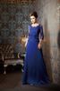 Royal Blue Scoop With 3/4 Sheer Lace Sleeves Jacket Mother Of The Bride Dresses Plus size Lace Applique Formal Evening Dresses Dress