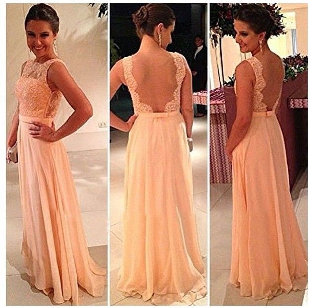 Spedizione Gratuita! Alta Qualità Nude Back Chiffon Pizzo Lungo Color Pesca  Abito Da Damigella Donore Spose Vestito Da Cameriera BD111 Da 62,85 € |  DHgate Italy