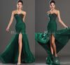 Sexy Pleats Appliques Beaded Mermaid Chiffon Front Slit Evening Gowns/Prom Dresses With Sweetheart Zipper Court Train