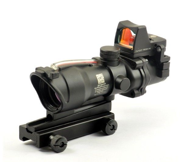 Trijicon TA31 ACOG 스타일 4X32 RMR 마이크로 레드 닷이 있는 실제 파이버 소스 빨간색 조명 스코프