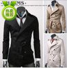 New Men's Slim Casual Fashion 3-Fastener Cotton Trench Coats Overcoat 3 color M-2XL Y001