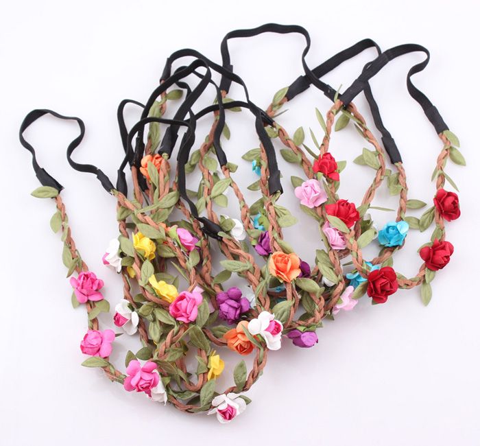 2020 Bride Bohemian Flower Headband Festival Wedding Floral Garland
