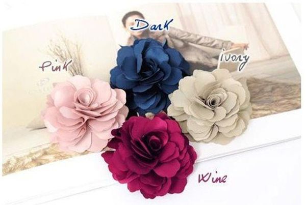 

50x fashion new ladies satin peony flower hair clip hairpin brooch 17 color ing
