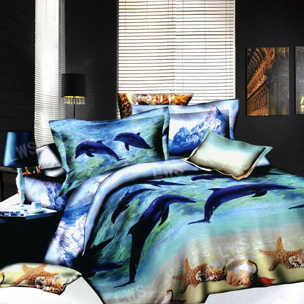 3d Dolphin Starfish Seashell Bedding Bed Set Oil Painting Full