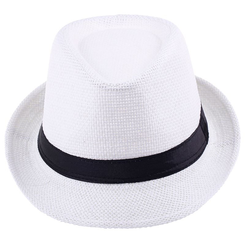 Hot Sell Unisex Straw Panama Fedora Hats White Stingy Brim Casual Travel Caps ZDS1
