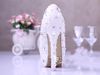 Vit Elegant Smekmånad Imitation Pearl Bröllopsklänning Skor Underbara Bridal Skor 14cm Super High Heel Dress Skor Gratis frakt