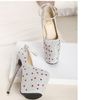 2014 nieuwe luxe diamant studded prom jurk enkel strappy schoenen bruiloft bruid super hoog platform zilver goud 19cm hakken epacket gratis verzending