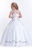 white pageant gown with train