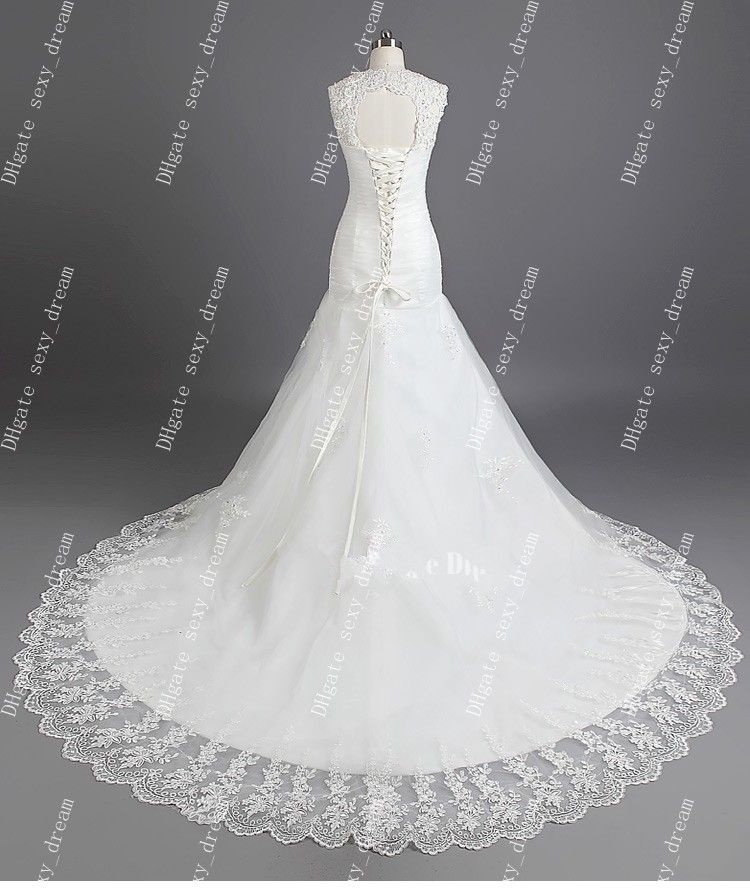 50% Off Cheap Ivory 2013 Watteau Wedding Dresses Sheer Straps Waist ...