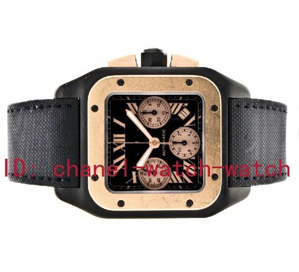 

Отличный новый AAA качество 100 XL 18 к розовое золото черный PVD мужские автоматические механические часы мужские дата спортивные наручные часы