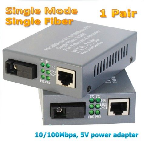 Fiber Optical Media Converter 10//100Mbps RJ45 Single Mode Converter 25KM HOT