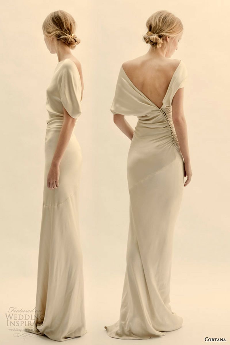 2015 Simple Sheath Bridal Dresses Crew Backless Floor Length Short