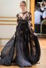 Demure Zuhair Murad Crew A Line Gray Chiffon Long Sleeve Lace Party Evening Prom Dresses For Special Occasion Custom Made