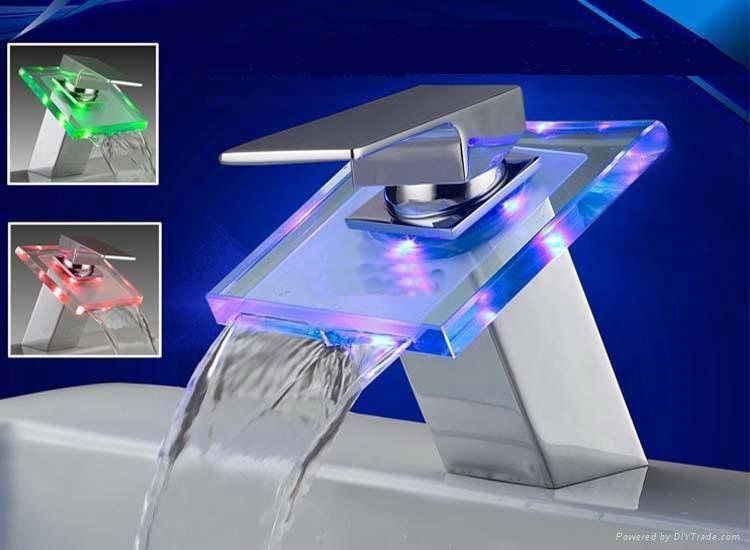 led light bathroom sink faucet waterfall mixer