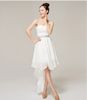 Cheap Custom made simple strapless sheath column ruffles Hi-lo bridesmaid dresses made by chiffon