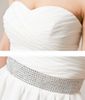 Cheap Custom made simple strapless sheath column ruffles Hi-lo bridesmaid dresses made by chiffon