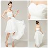 Cheap Custom made simple strapless sheath column ruffles Hi-lo bridesmaid dresses made by chiffon