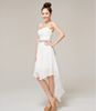 Custom made simple strapless sheath column ruffles Hi-lo bridesmaid dresses made by chiffon