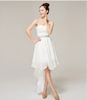 Custom made simple strapless sheath column ruffles Hi-lo bridesmaid dresses made by chiffon