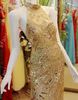 Best Selling 2021 Design Fashion Party Beaded Mermaid High Collar Gold Party Floor Length Prom Dresses Pageant Gowns Xi8-3