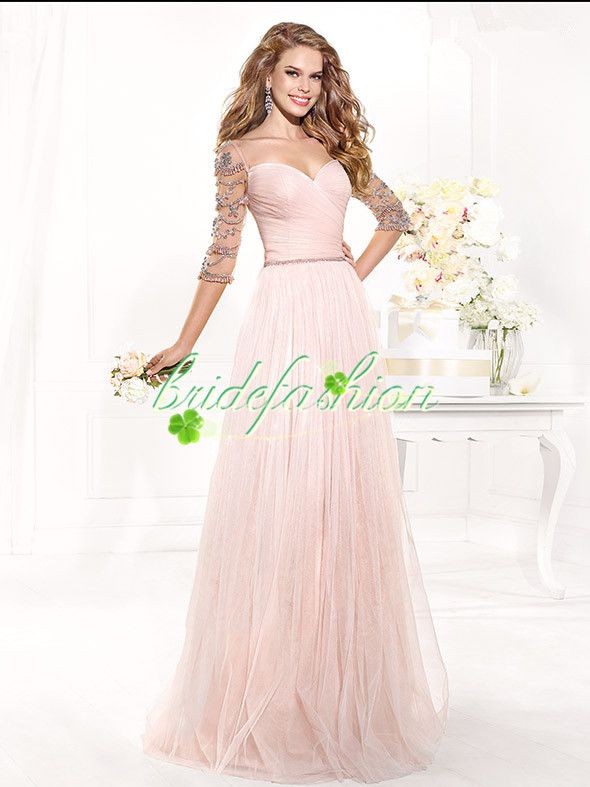 2014 Plus Size Sexy V Neck Lace Crystals Pleated Taffeta Mer…r Of The Bride Dresses With Half Sleeve Jacket Bolero BO3613