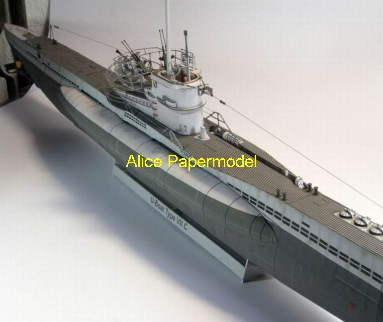 2018 Alice Papermodel Long 1.3 Meter 1:48 World War Ii German Uboot - 770x647 - jpeg World War Ii Submarine Models