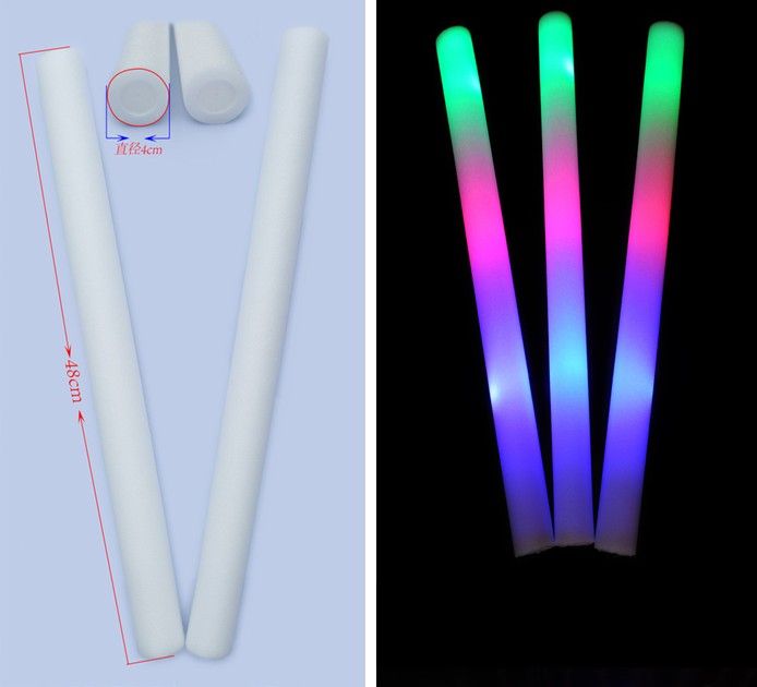 Colorful LED Flashing Foam Stick Foam Led Fluorescent Concert Props