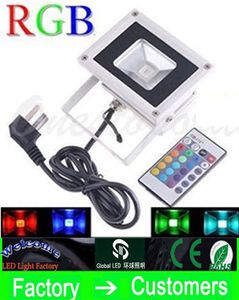 Wholesale remote controlled outdoor flood lights resale online - 100W outdoor RGB LED Floodlight W Wiht Plug W W W Lamp Waterproof IP66 Flood Lights With Remote Control AC V Real high power