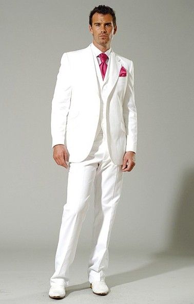 Smoking da sposo bianco nuovo stile Groomsman Best Man Blazer Abiti da uomo da uomo giacca + pantaloni + gilet + cravatta ok: 250