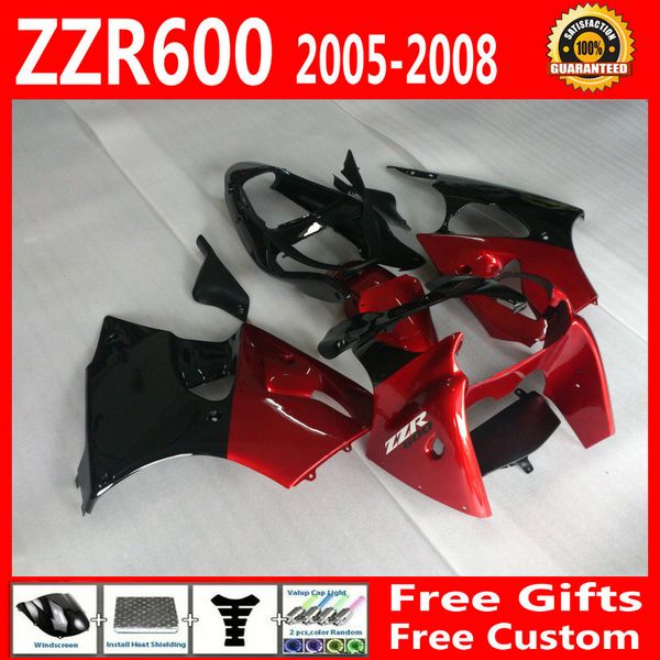 

Fairing et 7 gift for kawa aki zzr600 2005 2006 2007 2008 zzr 600 05 06 07 08 zx600j red black full fairing body kit da12