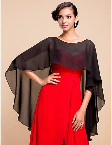 Weihnachten extra weiß schwarz Chiffon kurze Braut Hochzeit Wraps/Abend Kapuze/Hochzeit Kapuzenponcho (mehr Farben) HW1220005