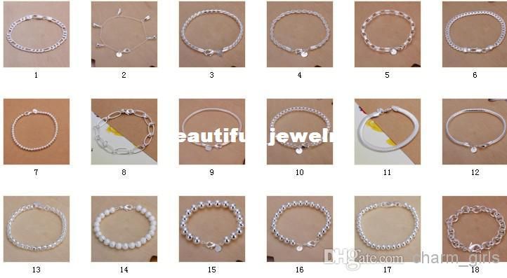 

mixed 18 style 925 silver bracelet Fit Pendant Charm Bracelet 30pcs/lot