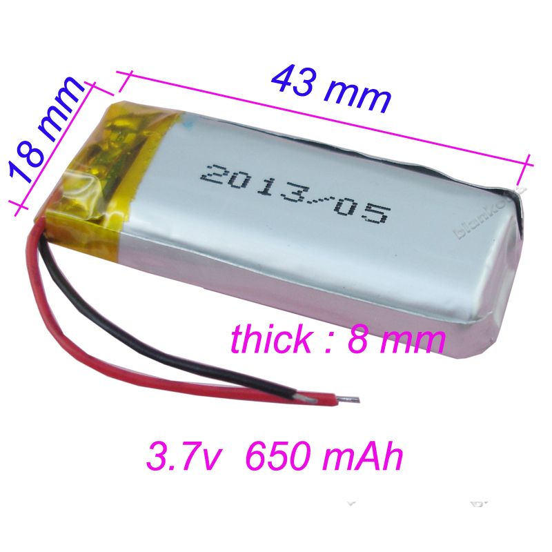 3.7V 650 MAh Rechargeable Polymer Lithium Battery For GPS PSP Bluetooth