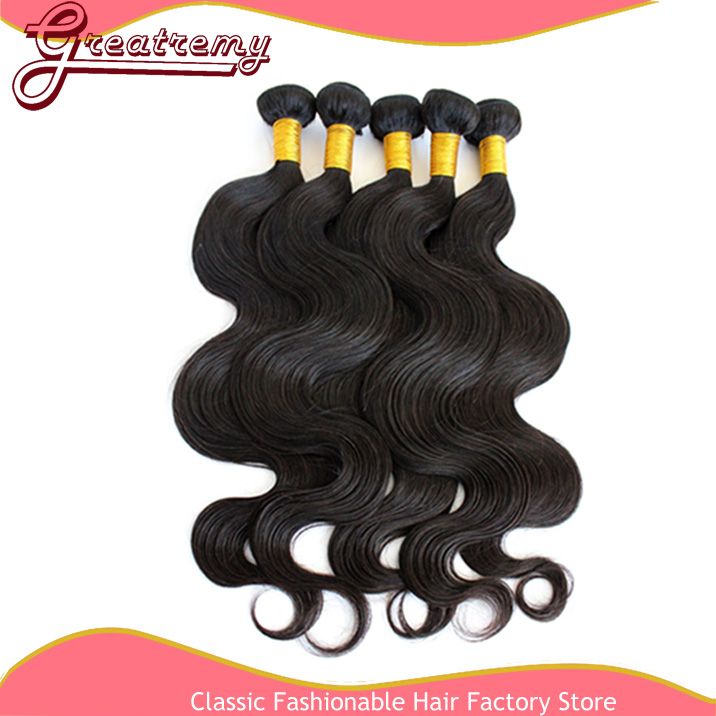 Reine Hair Products Brésilien Virgin Hair / Remy Human Hair Weave Wavy Body Wave Livraison gratuite Couleur naturelle Double Doublel
