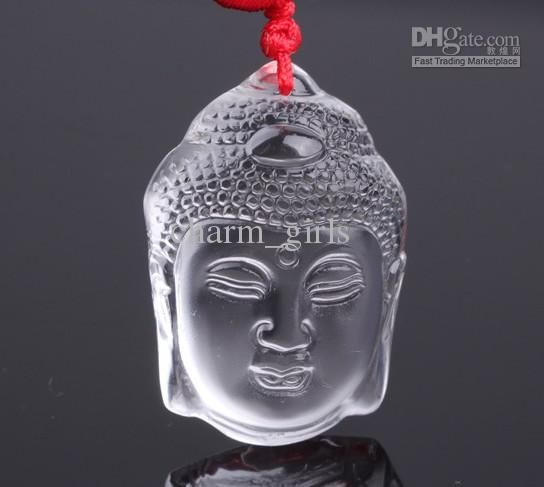 2017 offres spéciales délicat sculpté véritable cristal blanc naturel tête de bouddha pendentif + collier gratuit 20 pcs/lot