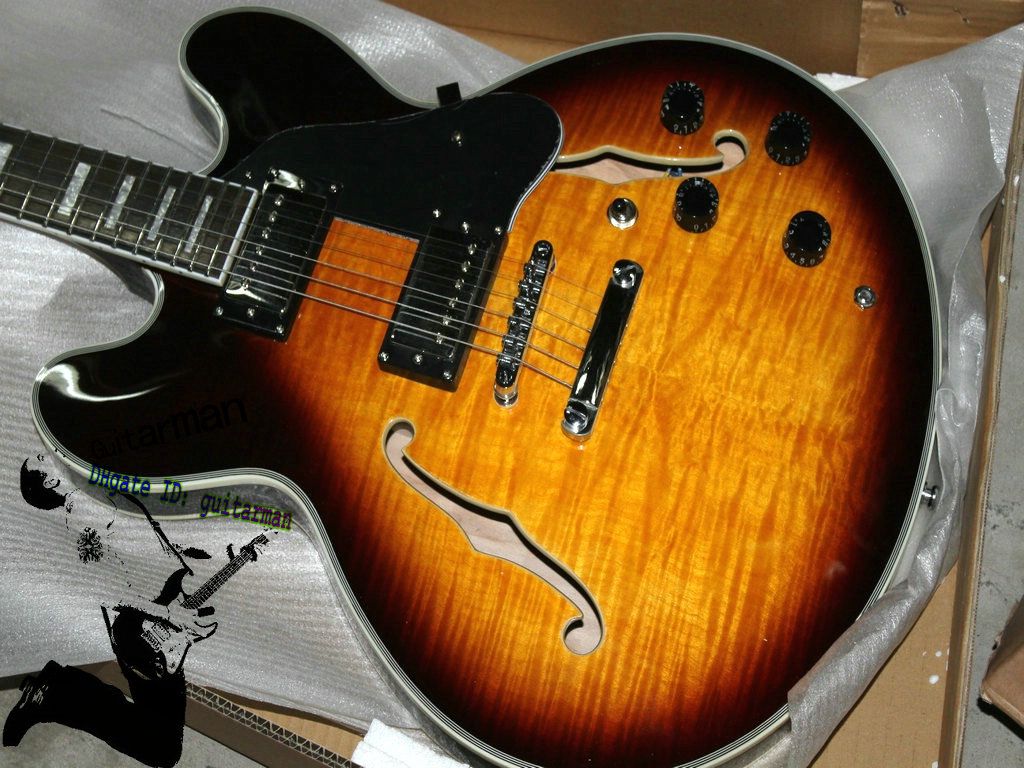 Best Selling New Custom 335 Sunburst Hollow Body Electric Guitar Best