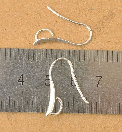 Envío gratis 100X DIY Fabricación de joyas de plata esterlina 925 Hallazgos Gancho Pendiente Pinch Bail Ear Wires para cuentas de piedras de cristal