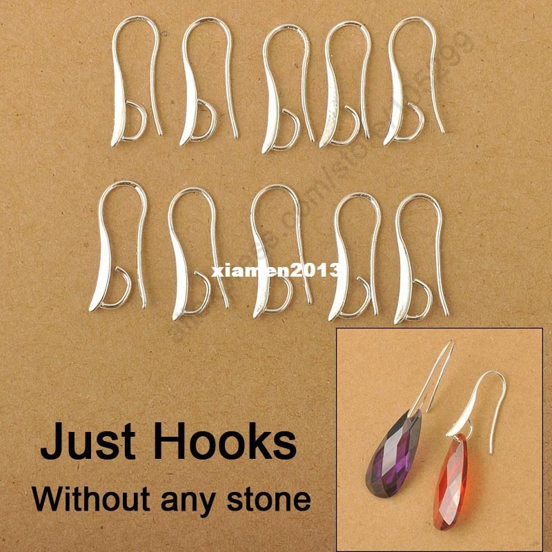 100X DIY Making 925 Sterling Silver Jewelry Findings Hook Earring Pinch Bail Ear Wires For Crystal Stones Beads