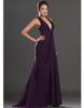 Affordable Mermaid Deep V-neck Floor Length Purple Chiffon Evening Dresses Low Back Discount Evening Gowns Pleats Elegant Prom Dresses