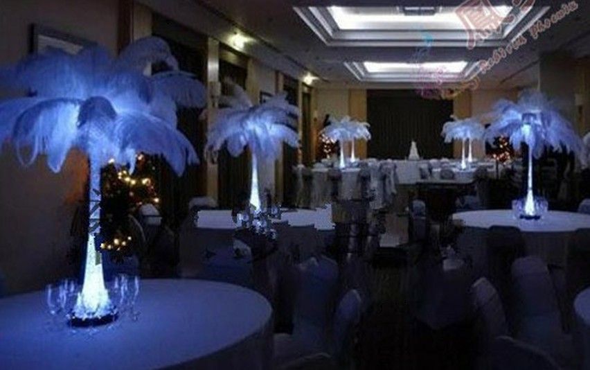 Prefect Natural Ostrich Feather Plume Centerpiece Pure White color Wedding party Decoration Eiffel Centerpieces 