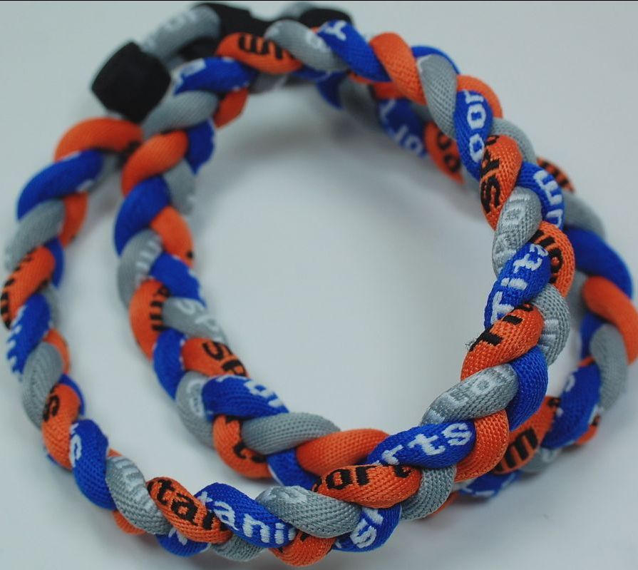 Promotion Baseball Sport Titanium 3 Rope Flätat Grå Orange Blå Ge Halsband RT070