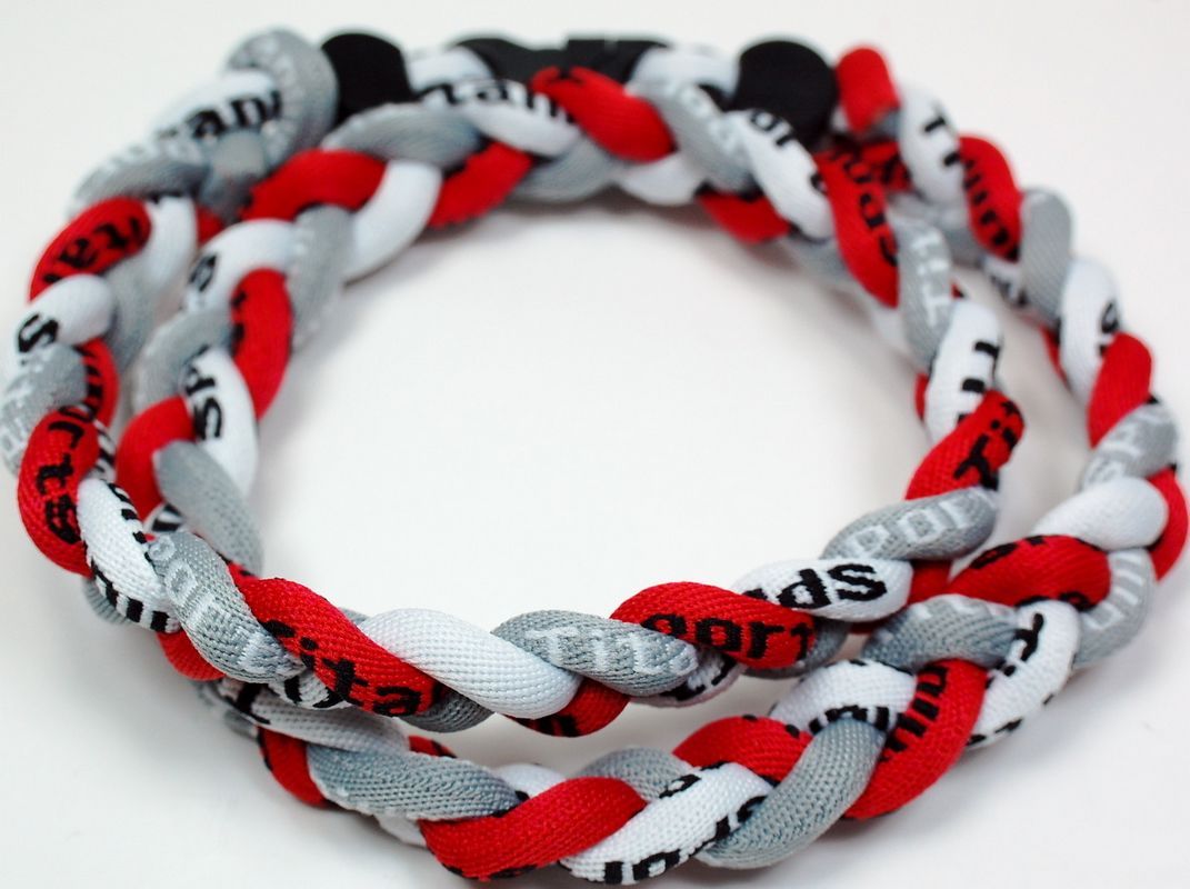 Wholesale - 400PCS/Lot New Baseball Sports Titanium 3 Rope Braided Grey White Red Sport GT Necklace RT80