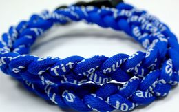 Promotion - 400PCS/Lot Baseball Sports Titanium 3 Rope Braided Blue GE Necklace RT079