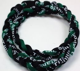 Wholesale 350PCS/Lot Sports Titanium 3 Rope Braided green black black Sport Rope Necklace RT004